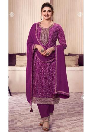 Picture of Appealing Chiffon Purple Straight Cut Salwar Kameez