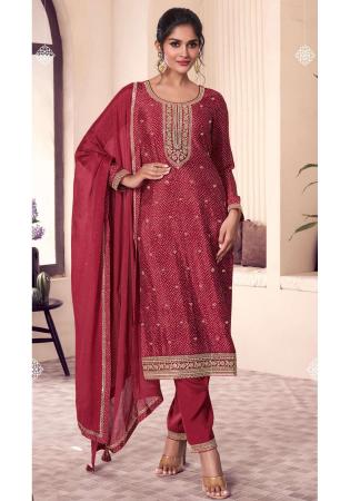 Picture of Marvelous Chiffon Brown Straight Cut Salwar Kameez