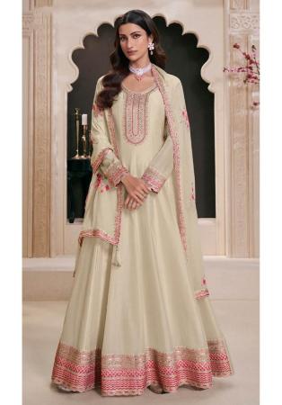 Picture of Ravishing Silk Off White Anarkali Salwar Kameez