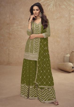 Picture of Chiffon Saddle Brown Straight Cut Salwar Kameez