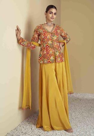 Picture of Good Looking Chiffon Orange Straight Cut Salwar Kameez
