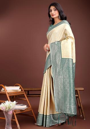 Picture of Good Looking Silk Light Golden Rod Yellow Saree