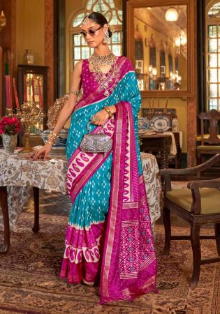 Picture of Pleasing Silk Dark Cyan Saree