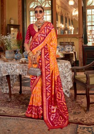 Picture of Grand Silk Golden Rod Saree