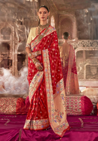 Picture of Well Formed Silk Dark Red Saree