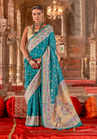 Picture of Grand Silk Teal Saree