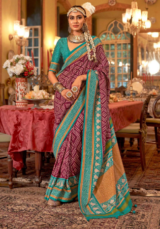 Picture of Pretty Silk Plum Saree