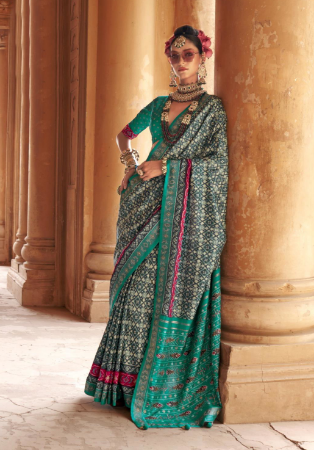 Picture of Fine Silk Dark Slate Grey Saree