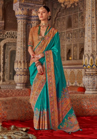 Picture of Resplendent Silk Teal Saree