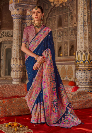 Picture of Bewitching Silk Navy Blue Saree