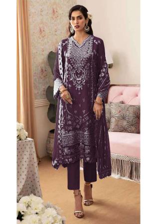 Picture of Grand Georgette Purple Straight Cut Salwar Kameez