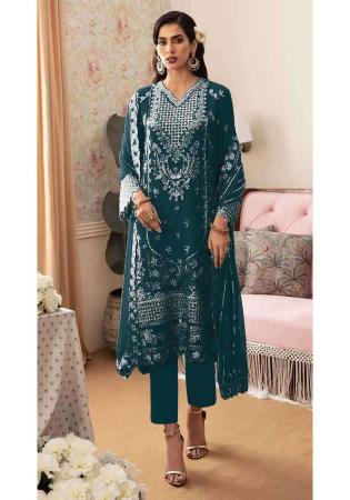 Picture of Georgette Midnight Blue Straight Cut Salwar Kameez
