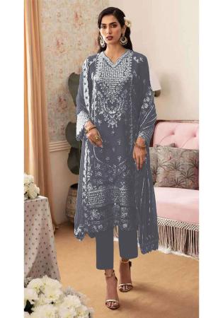 Picture of Georgette Dark Slate Grey Straight Cut Salwar Kameez