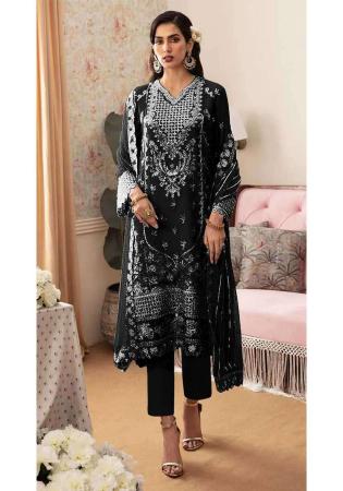Picture of Elegant Georgette Black Straight Cut Salwar Kameez
