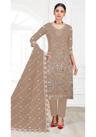 Picture of Magnificent Georgette Tan Straight Cut Salwar Kameez