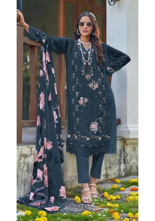 Picture of Georgette Dark Slate Grey Straight Cut Salwar Kameez