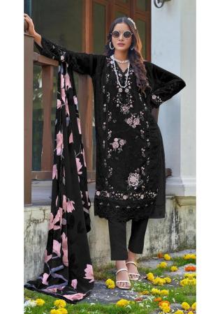 Picture of Pretty Georgette Black Straight Cut Salwar Kameez