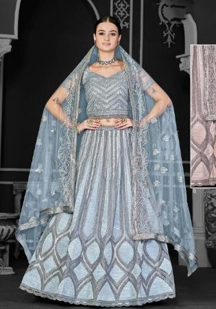 Picture of Bewitching Net Light Slate Grey Lehenga Choli