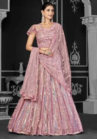 Picture of Exquisite Net Indian Red Lehenga Choli