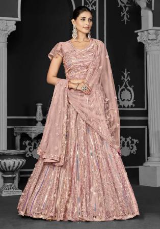 Picture of Excellent Net Blanched Almond Lehenga Choli