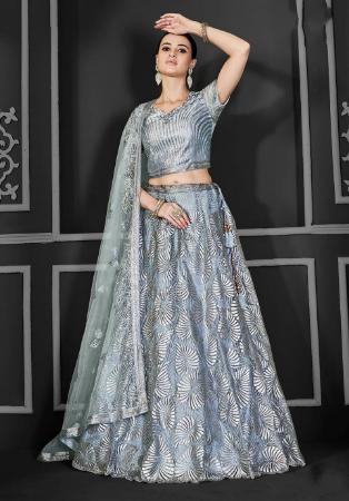 Picture of Charming Net Slate Grey Lehenga Choli