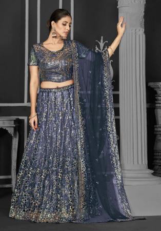 Picture of Admirable Net Dim Gray Lehenga Choli