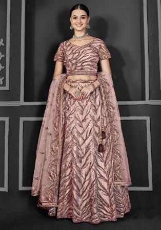 Picture of Statuesque Net Rosy Brown Lehenga Choli