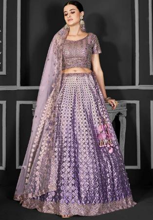 Picture of Comely Net Rosy Brown Lehenga Choli