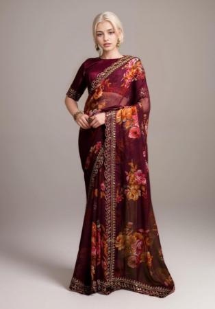 Picture of Admirable Georgette Brown Saree