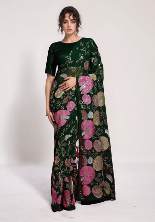 Picture of Fascinating Georgette Dark Slate Grey Saree