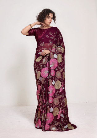 Picture of Marvelous Georgette Saddle Brown Saree