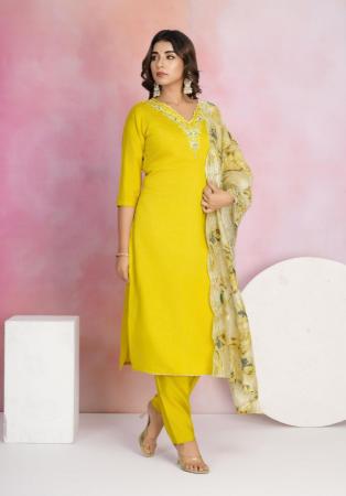 Picture of Exquisite Chiffon Golden Readymade Salwar Kameez