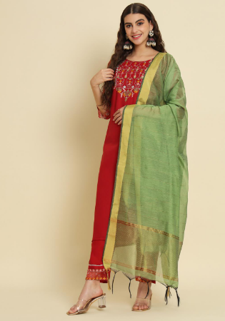 Picture of Radiant Silk Fire Brick Readymade Salwar Kameez