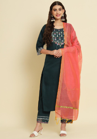 Picture of Enticing Silk Dark Slate Grey Readymade Salwar Kameez