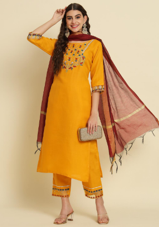 Picture of Nice Silk Dark Orange Readymade Salwar Kameez