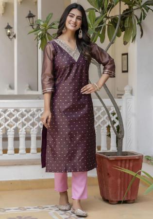 Picture of Nice Silk Dark Magenta Kurtis & Tunic