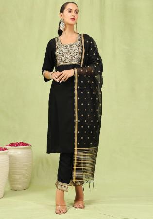 Picture of Sightly Cotton Black Readymade Salwar Kameez