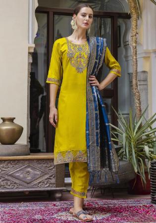 Picture of Cotton Dark Golden Rod Readymade Salwar Kameez