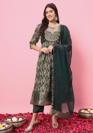 Picture of Cotton & Silk Sea Green Readymade Salwar Kameez