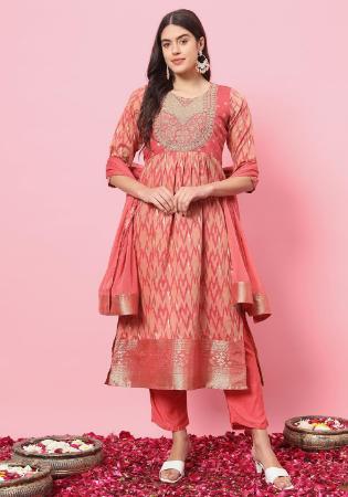 Picture of Cotton & Silk Pale Violet Red Readymade Salwar Kameez