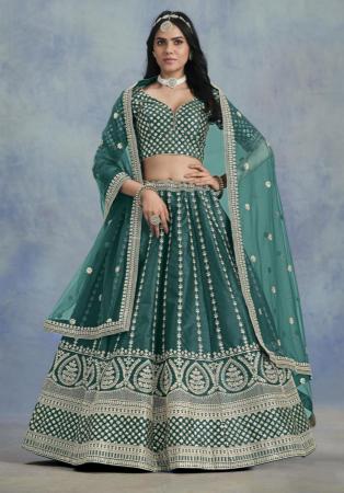 Picture of Good Looking Silk Teal Lehenga Choli