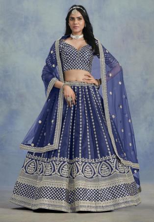 Picture of Sightly Silk Dark Slate Blue Lehenga Choli