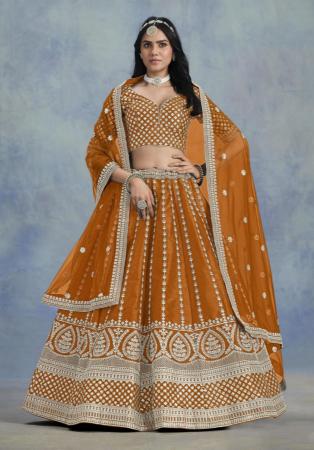 Picture of Bewitching Silk Dark Golden Rod Lehenga Choli