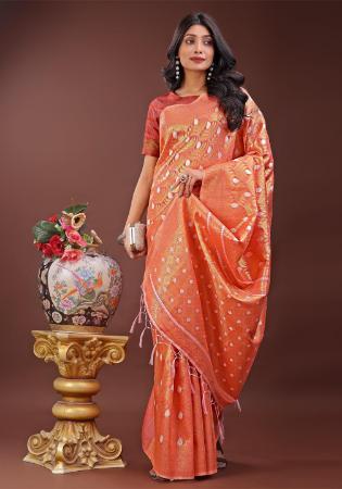 Picture of Bewitching Cotton Coral Saree