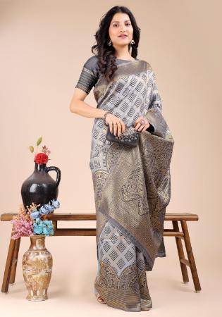 Picture of Elegant Silk Dark Grey Saree