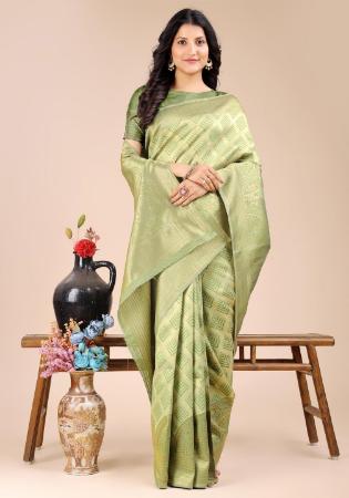 Picture of Beautiful Silk Dark Khaki Saree