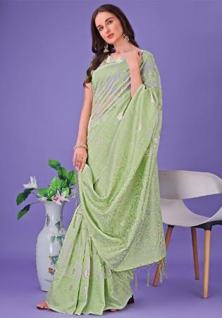 Picture of Ravishing Cotton & Linen Dark Sea Green Saree