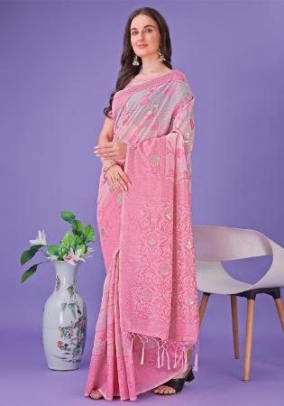 Picture of Good Looking Cotton & Linen Light Coral Saree