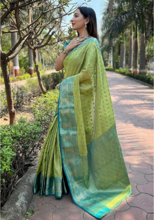 Picture of Resplendent Silk Dark Olive Green Saree