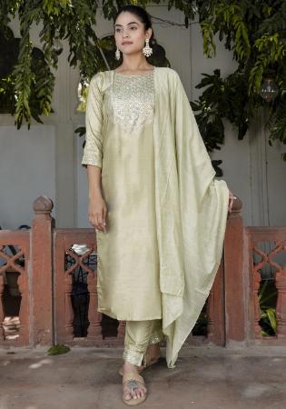 Picture of Good Looking Cotton & Silk Tan Readymade Salwar Kameez